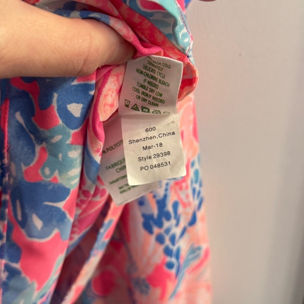 Lilly Pulitzer Elora Ruffle Sleeve Pascha Pink Aquadesiac Top Medium - Picture 6 of 8